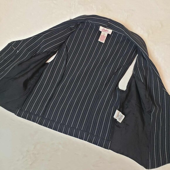 * CANDIE'S * Juniors Small Black & White Striped Button-Up Vest - Picture 7 of 13